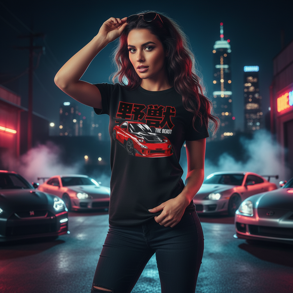 Mazda RX 7 FD3S The Beast Graphic Unisex Tee Car Enthusiast Premium Cotton Short Sleeve