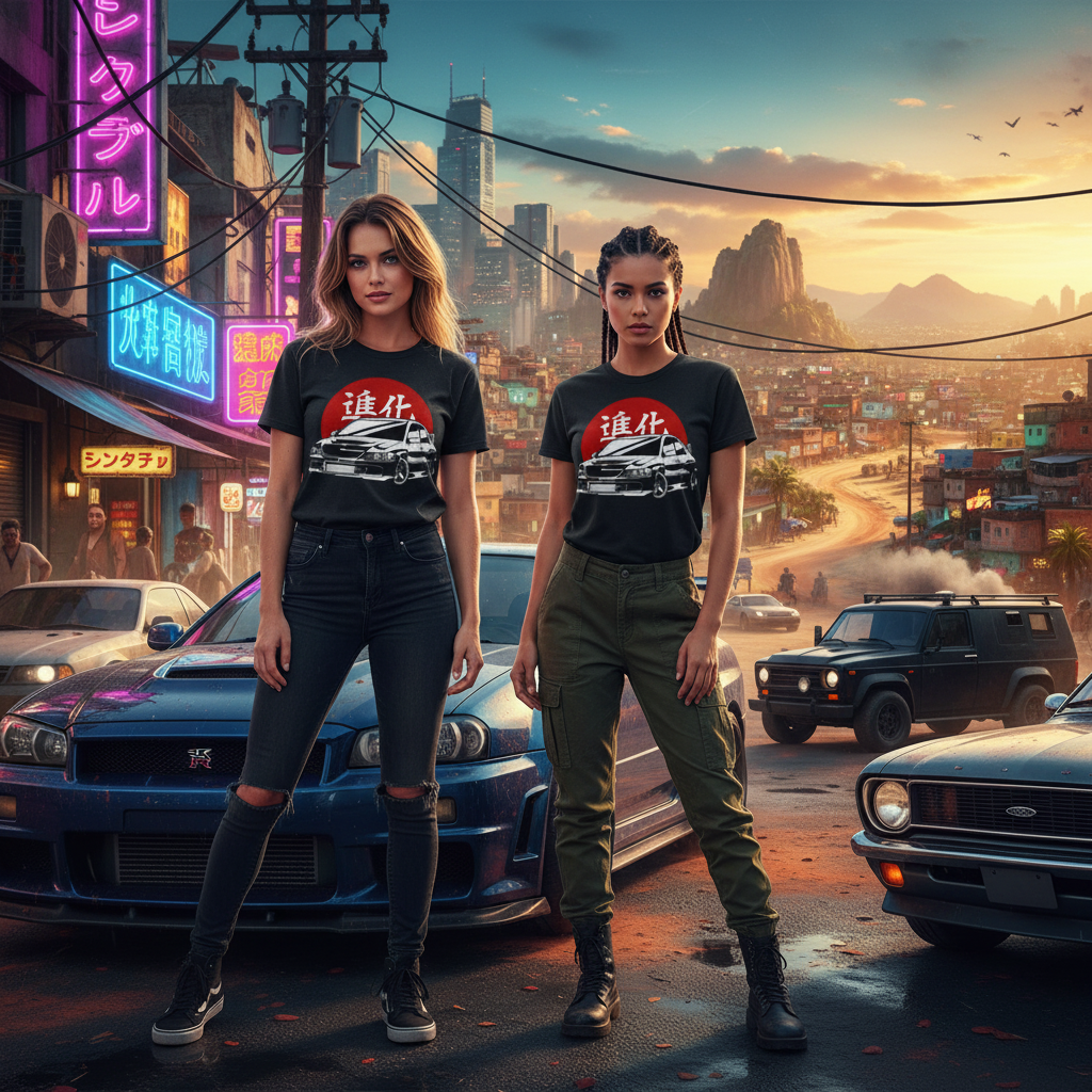 Mitsubishi Evo 8 Unisex T Shirt With Evolution Kanji Red Circle Car Graphic Bold Streetwear Style