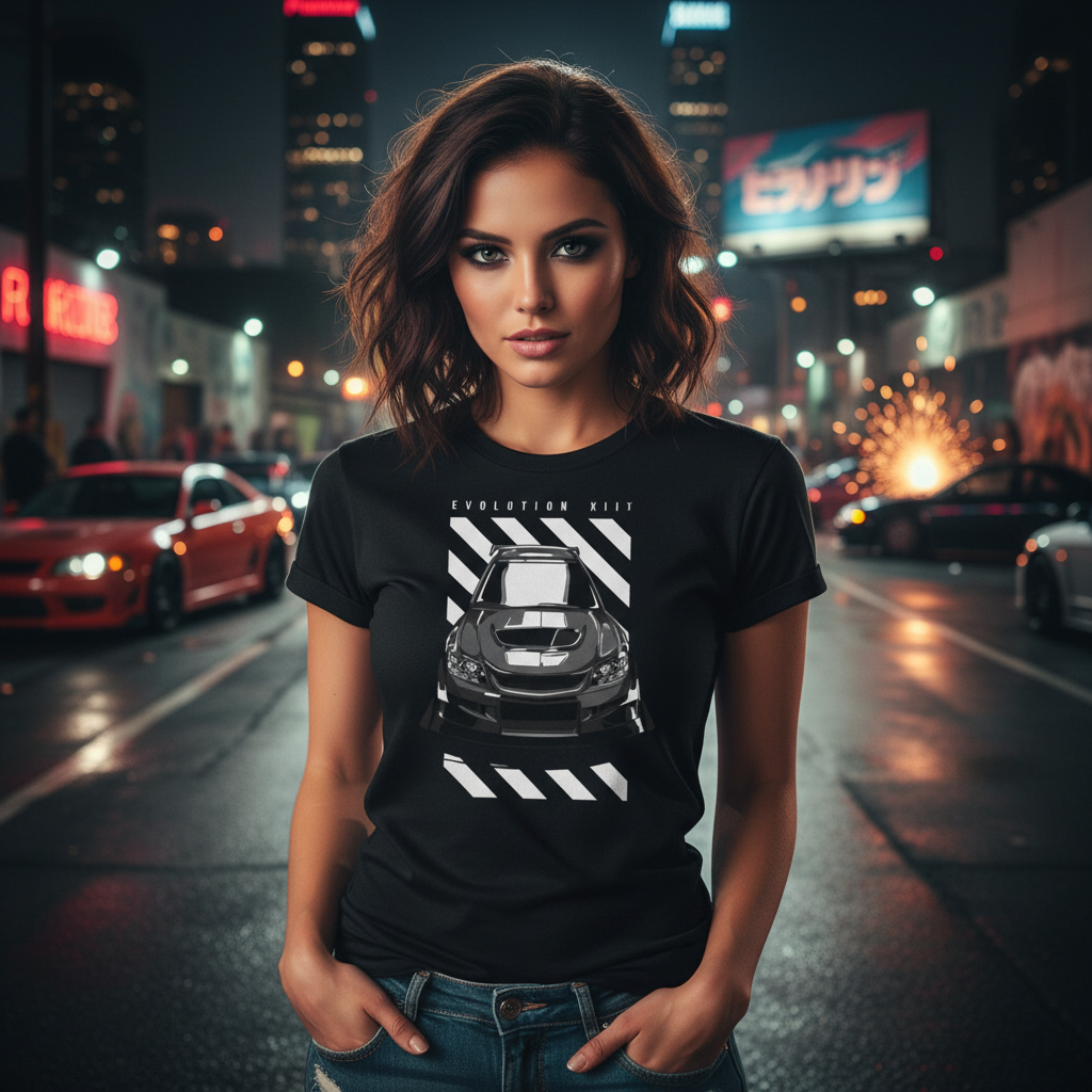 Unisex Mitsubishi Lancer Evolution Evo 8 Car Graphic T Shirt Front View Design Artwork