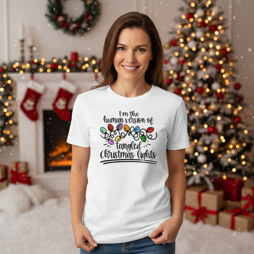 I'm The Human Version Of Tangled Christmas Lights Unisex T Shirt For Holiday Cheer