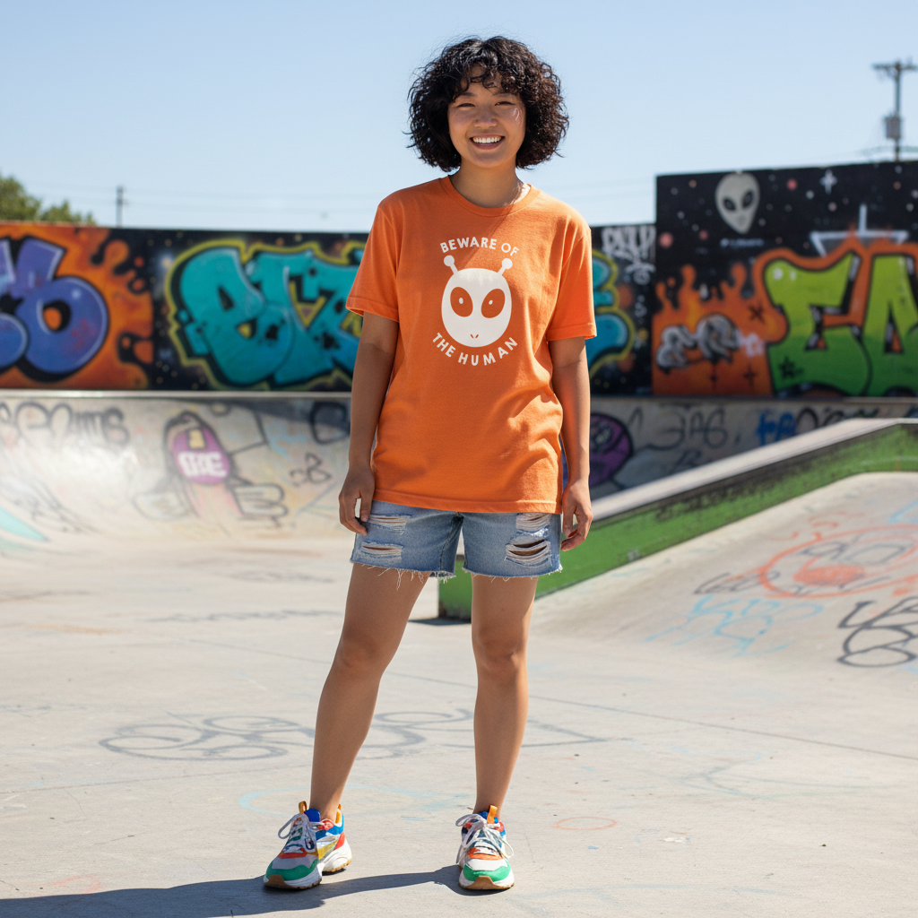 Beware Of The Human Graphic T Shirt Unisex White Cotton Tee Short Sleeve Regular Fit