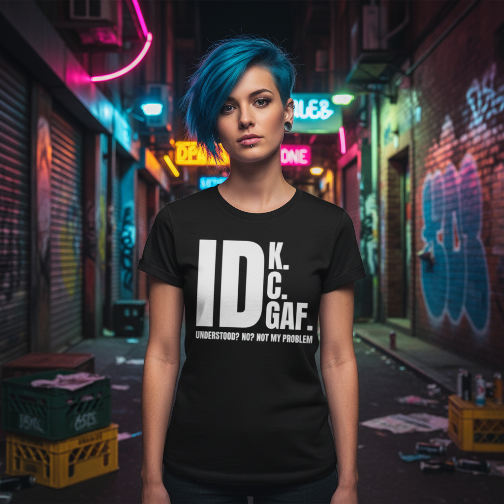 IDK GAF Sarcastic Graphic T Shirt For Unisex Wear With Bold White Print And Quote