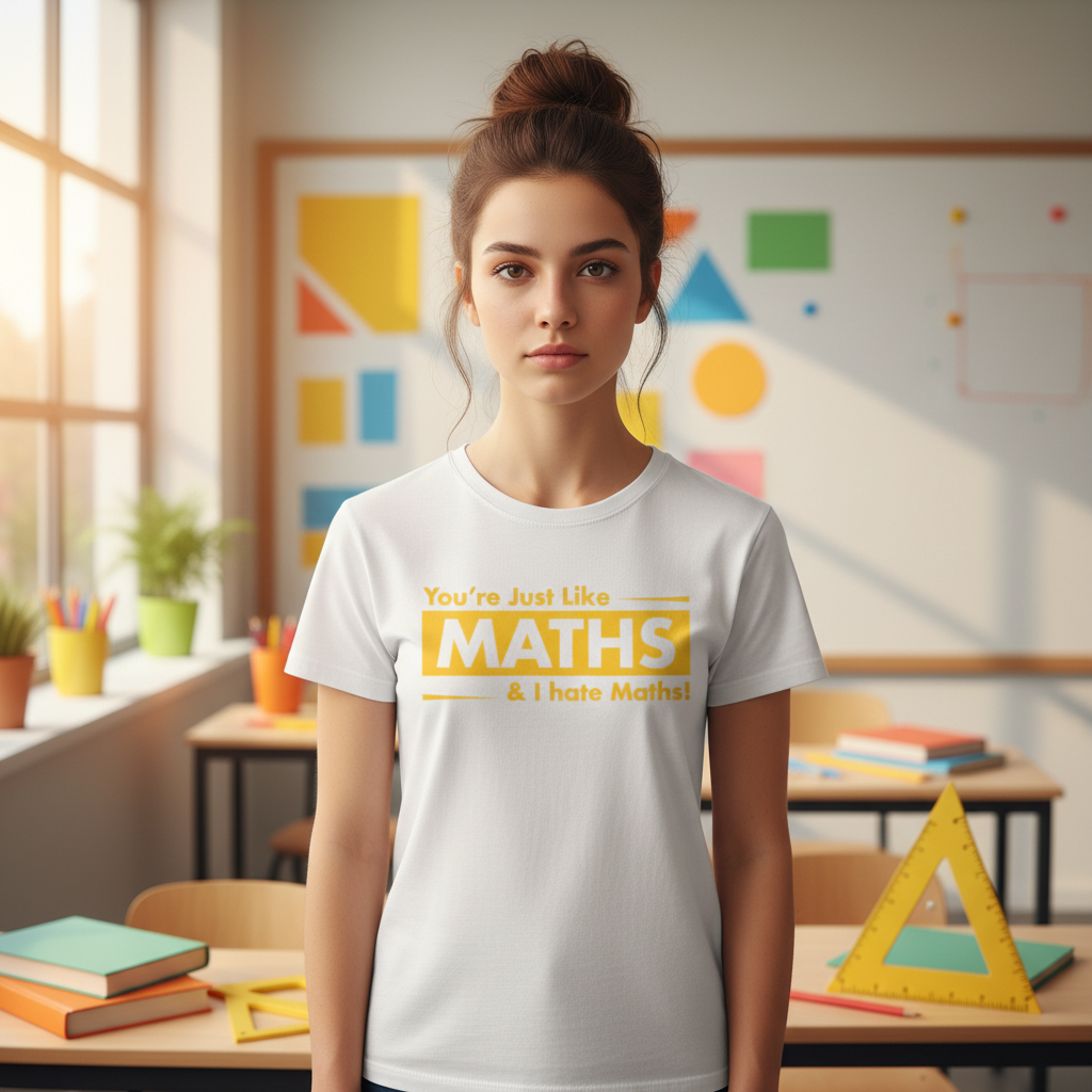 You're Just Like Maths And I Hate Maths Unisex Funny Sarcastic T Shirt With Bold Yellow Print