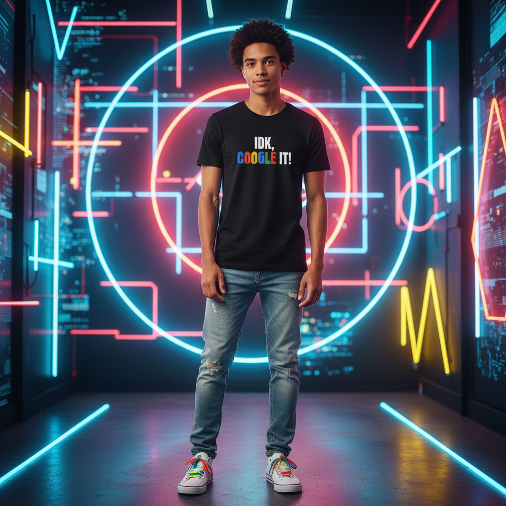 Unisex T Shirt With IDK Google It Slogan Graphic On White Cotton Tee For Casual Wear