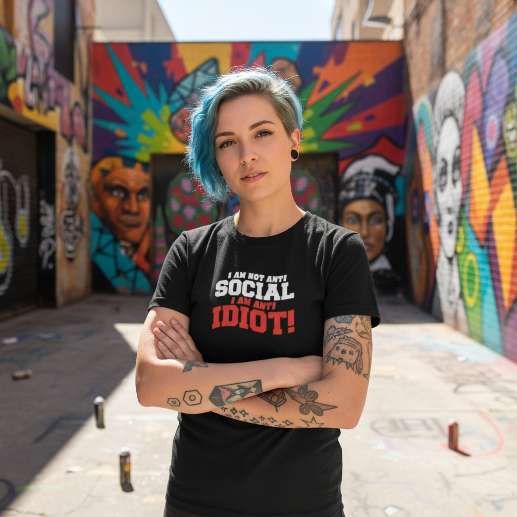 Unisex Graphic T Shirt With Sassy Quote I Am Not Anti Social I Am Anti Idiot Graphic Tee