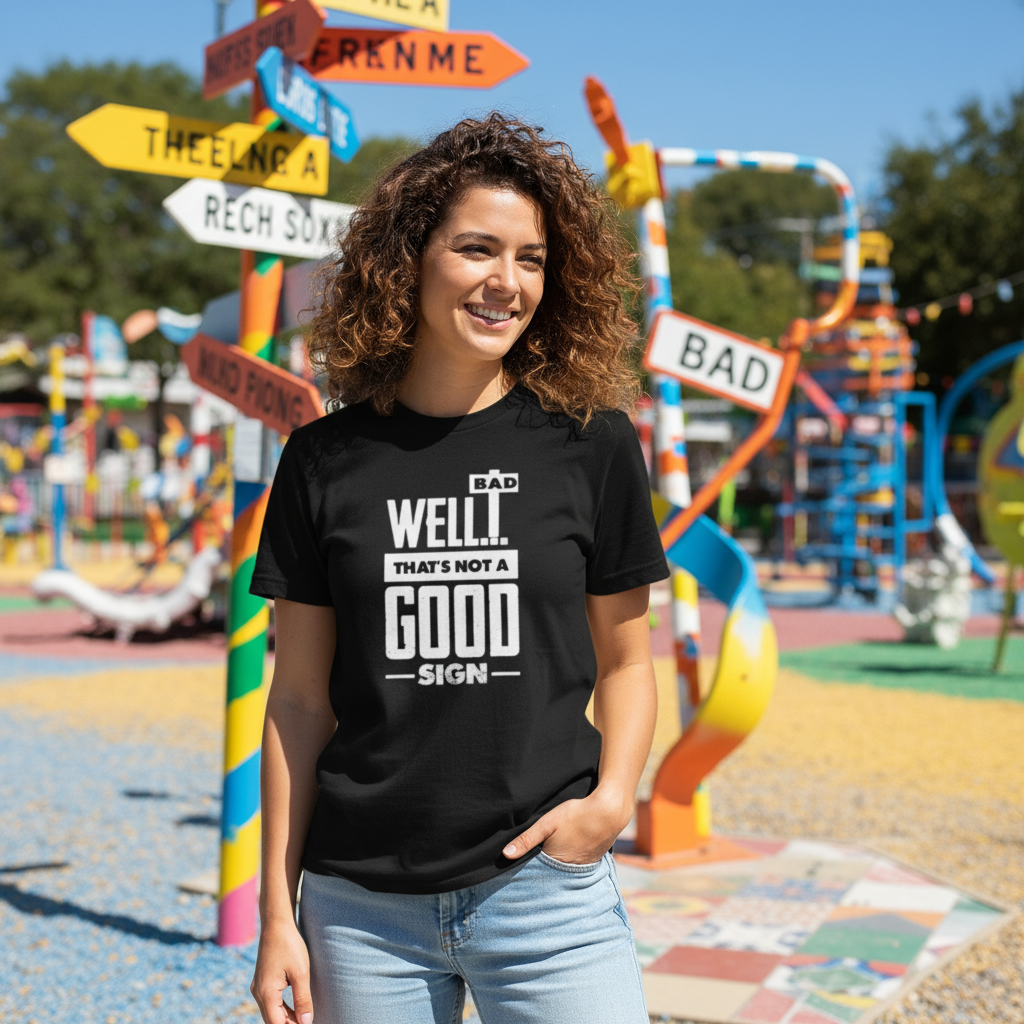 White Unisex Short Sleeve T Shirt Bad Well That's Not A Good Sign Graphic Tee For Men Women
