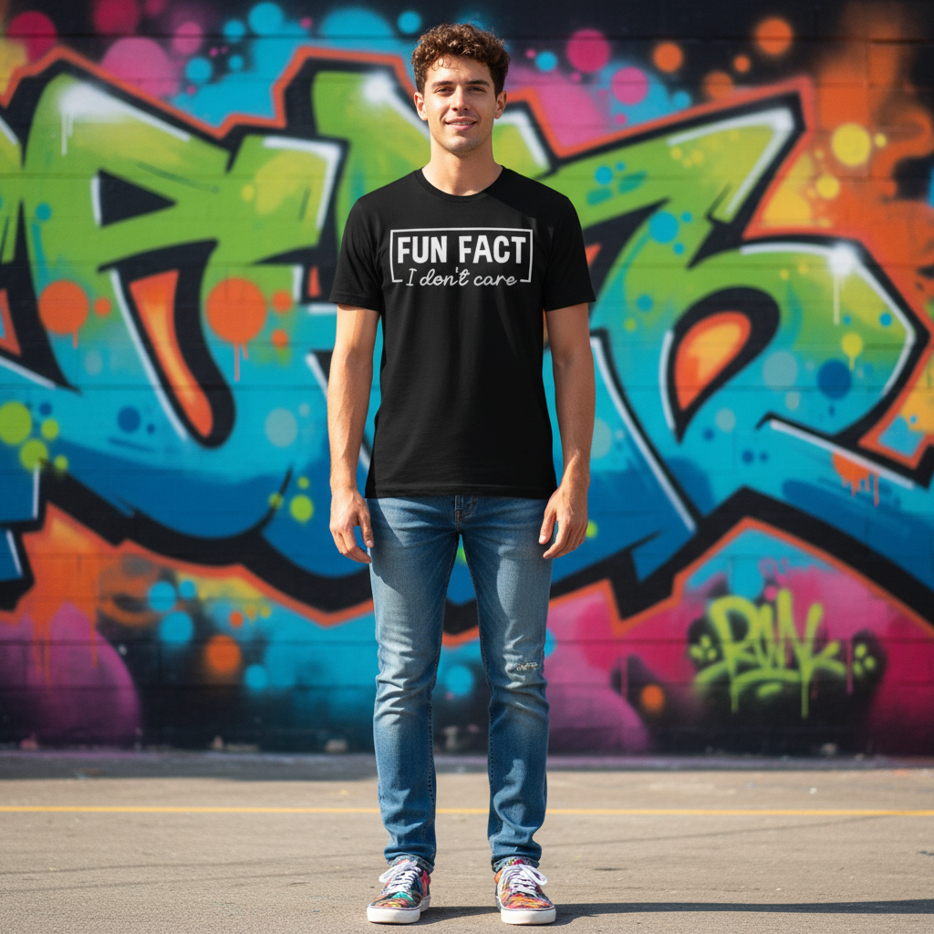 Sarcasm Unisex T Shirt Fun Fact I Don't Care Graphic Tee Soft Cotton Comfortable Fit for Men Women