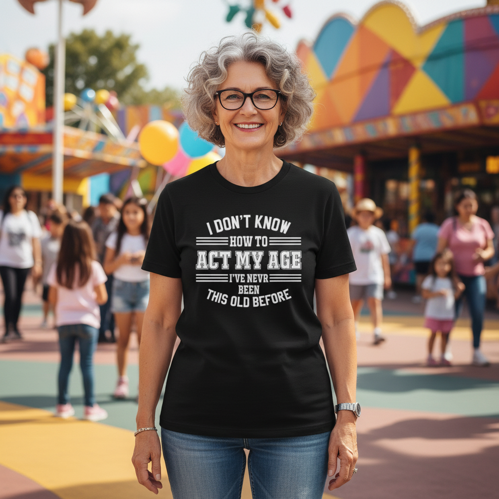 Unisex T Shirt I Don't Know How To Act My Age I've Never Been This Old Before Humorous Tee