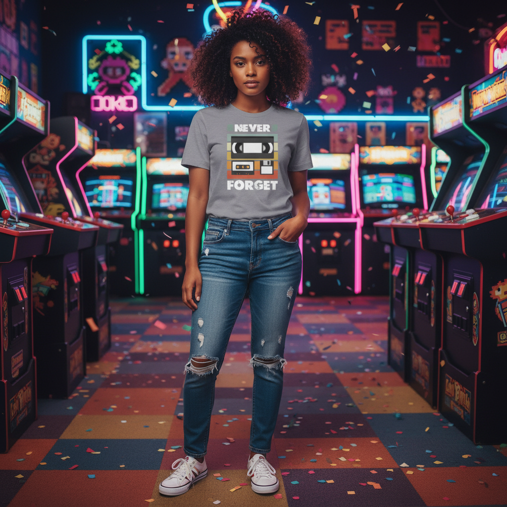 Never Forget Retro Cassette Tape Graphic Unisex Cotton Short Sleeve Tee For Everyday Casual Wear