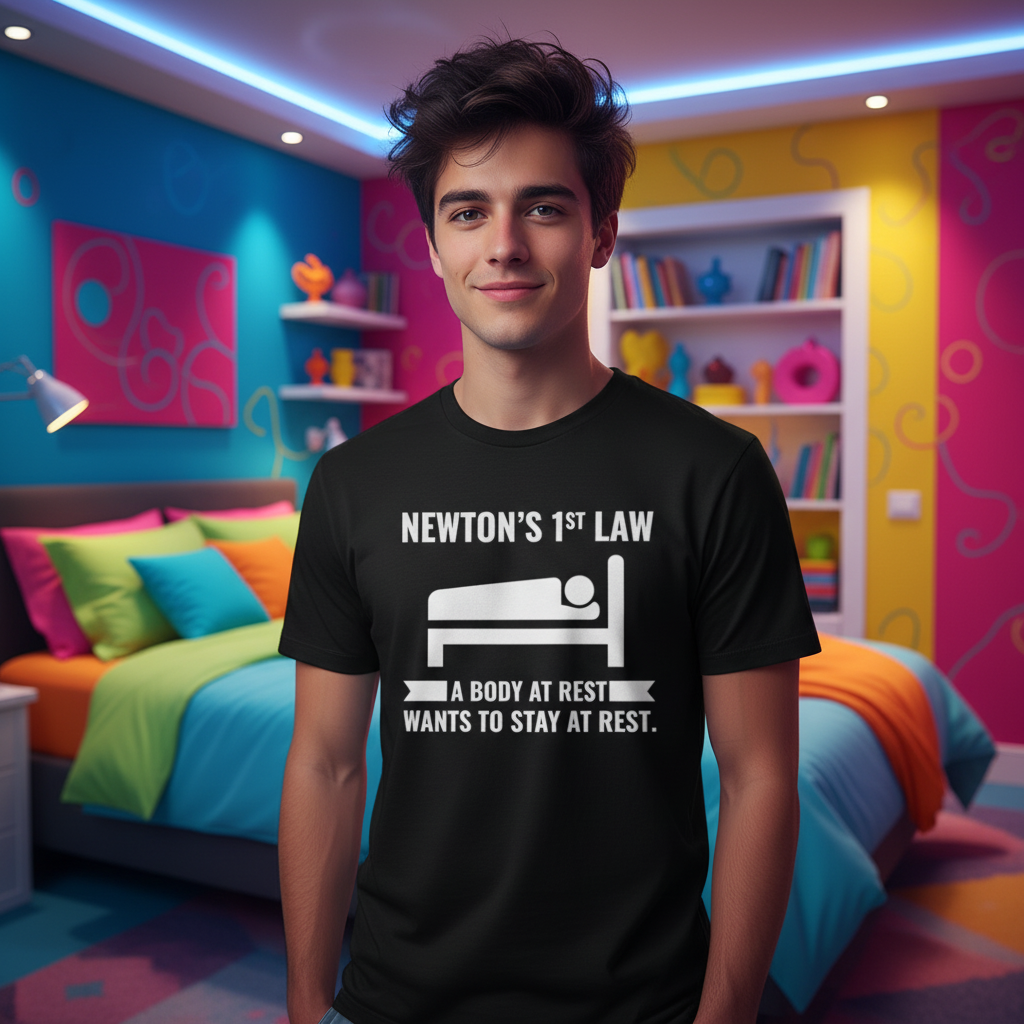 Newton's First Law Humor T Shirt Unisex A Body At Rest Wants To Stay At Rest For Science Lovers