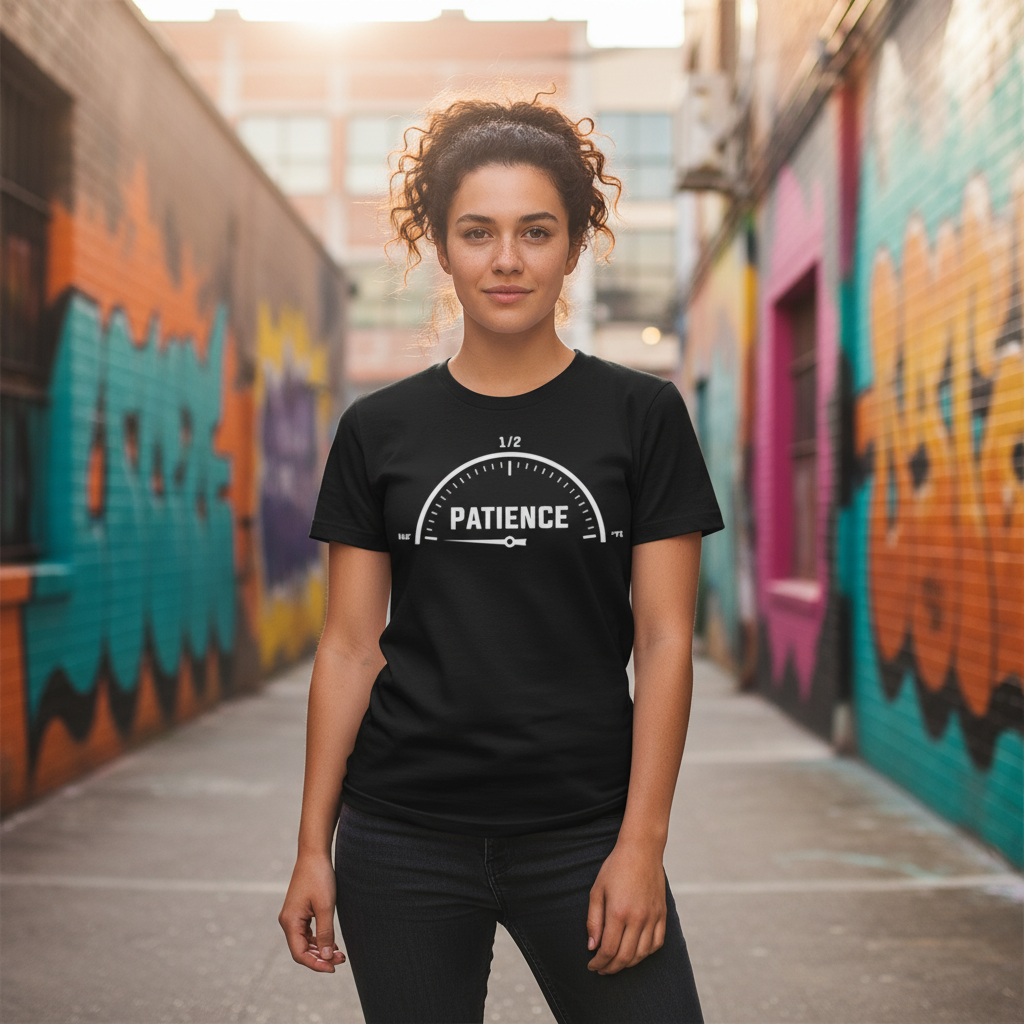 Patience Gauge Graphic Unisex Short Sleeve T Shirt With White Cotton Fabric And Soft Feel