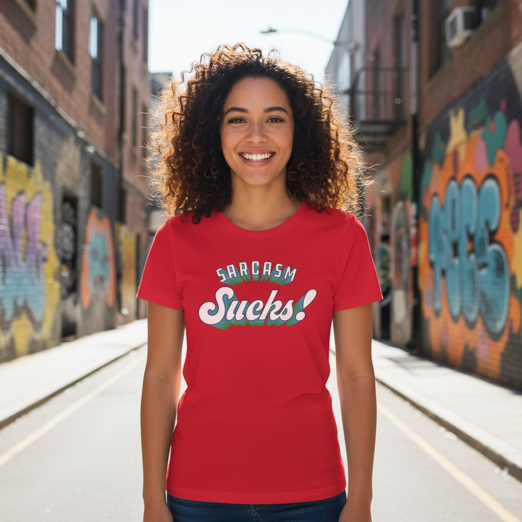 Unisex Humor T Shirt Featuring Sarcasm Sucks Graphic Print Casual Cotton Tee For Men And Women