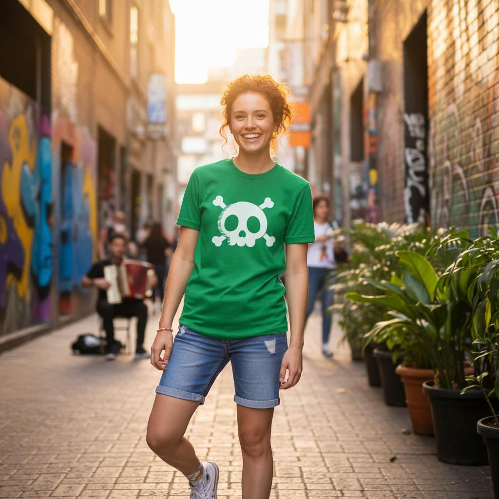 Unisex Graphic T Shirt With Skull And Crossbones Design Humorous Tee For Men And Women