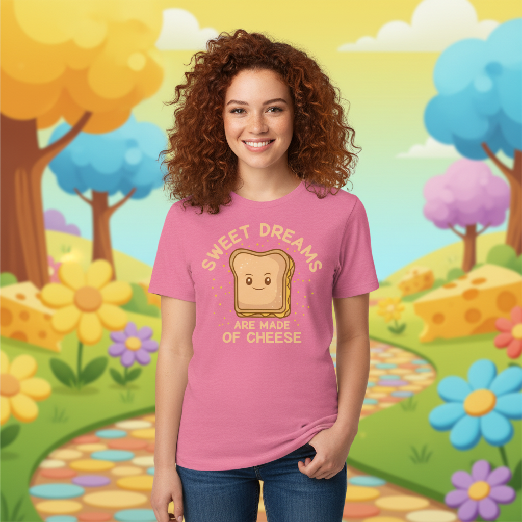 Sweet Dreams Are Made Of Cheese Toast Bread Slice Cartoon Graphic Tee For Cheese Lovers
