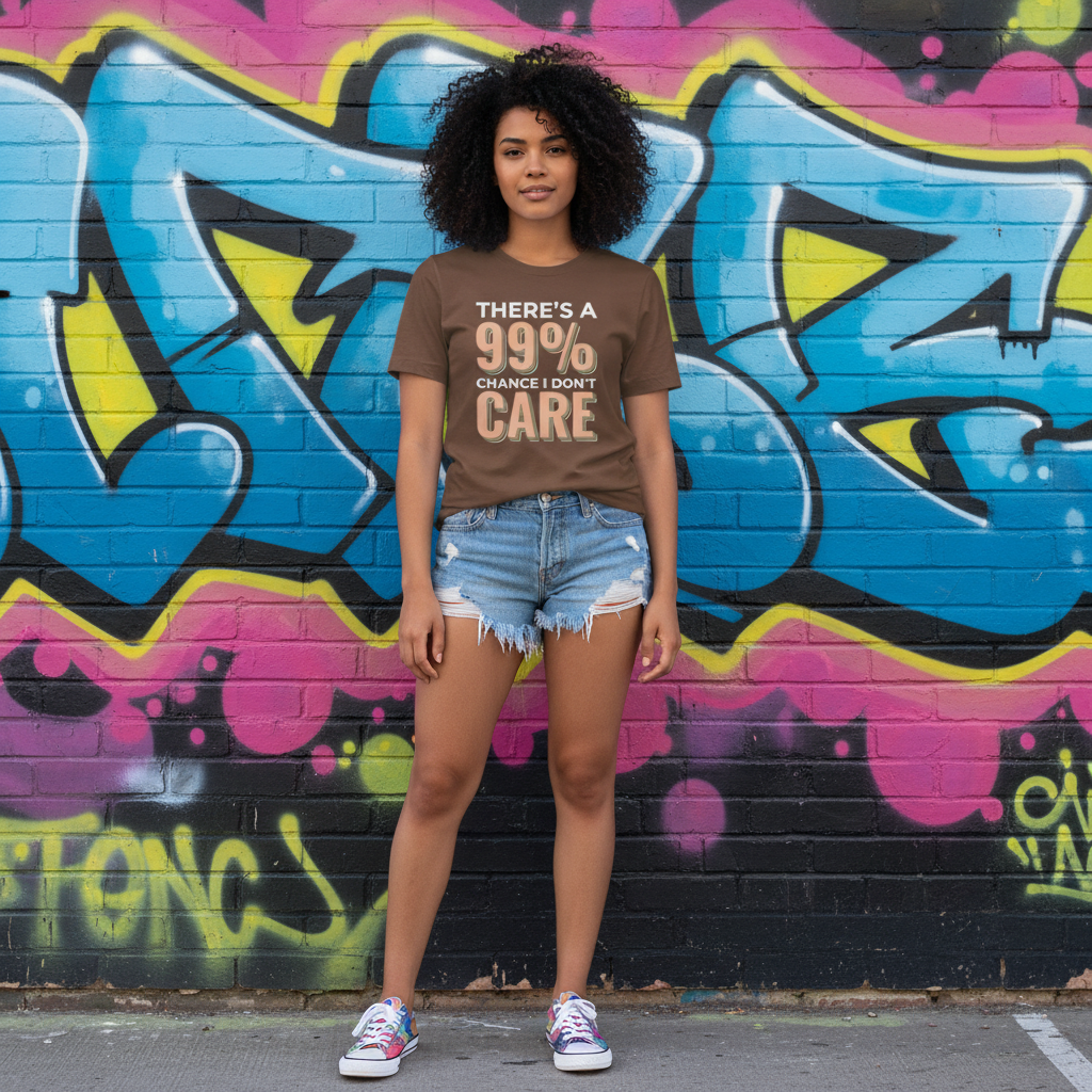 Humorous Unisex T Shirt There's A 99 Percent Chance I Don't Care Graphic Tee Apparel