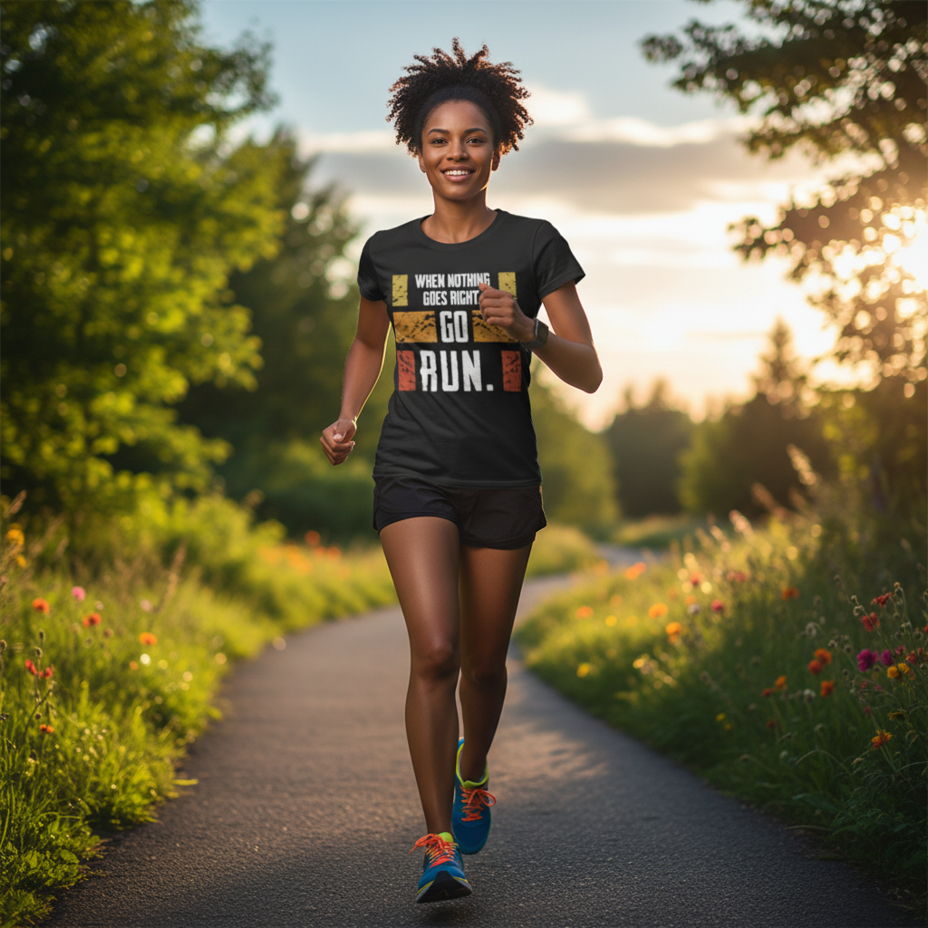Unisex Running T Shirt With Motivational Quote When Nothing Goes Right Go Run Graphic Tee