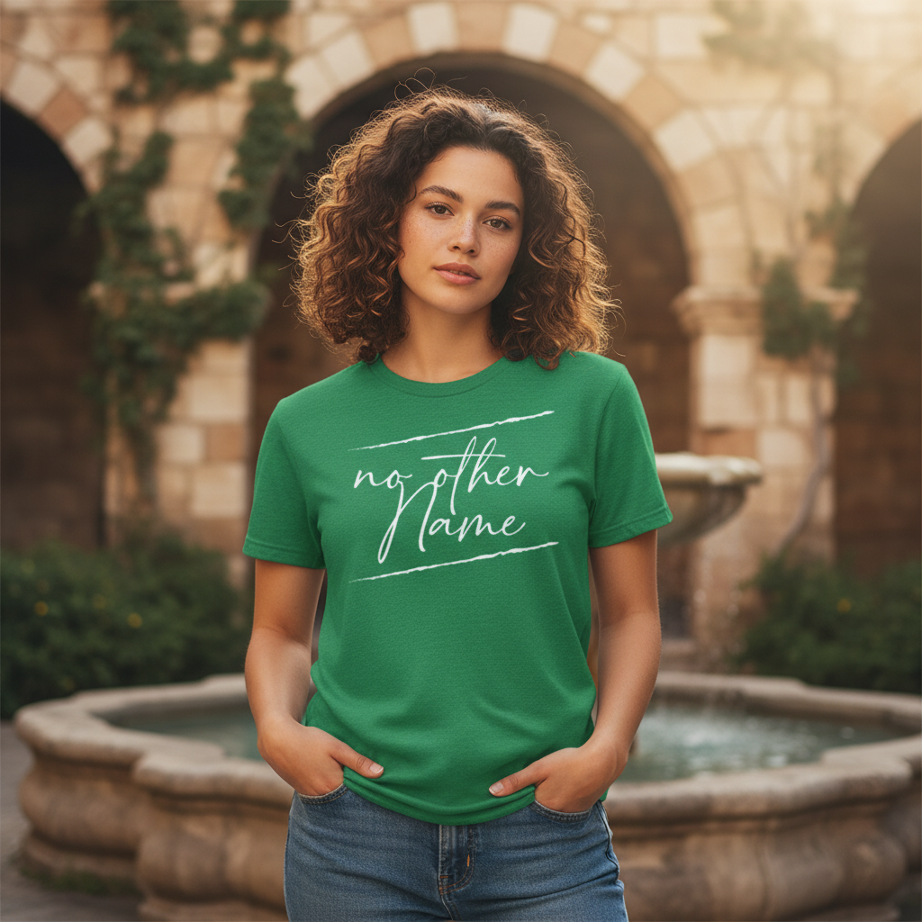 Unisex Christian T Shirt With No Other Name Handwritten Script Graphic Design Artwork