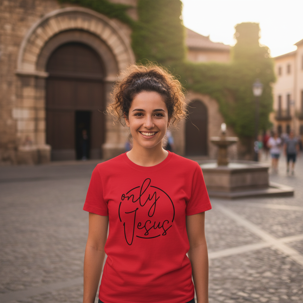 Only Jesus Circle Design Unisex Graphic T Shirt for Christians Inspirational Christian Apparel