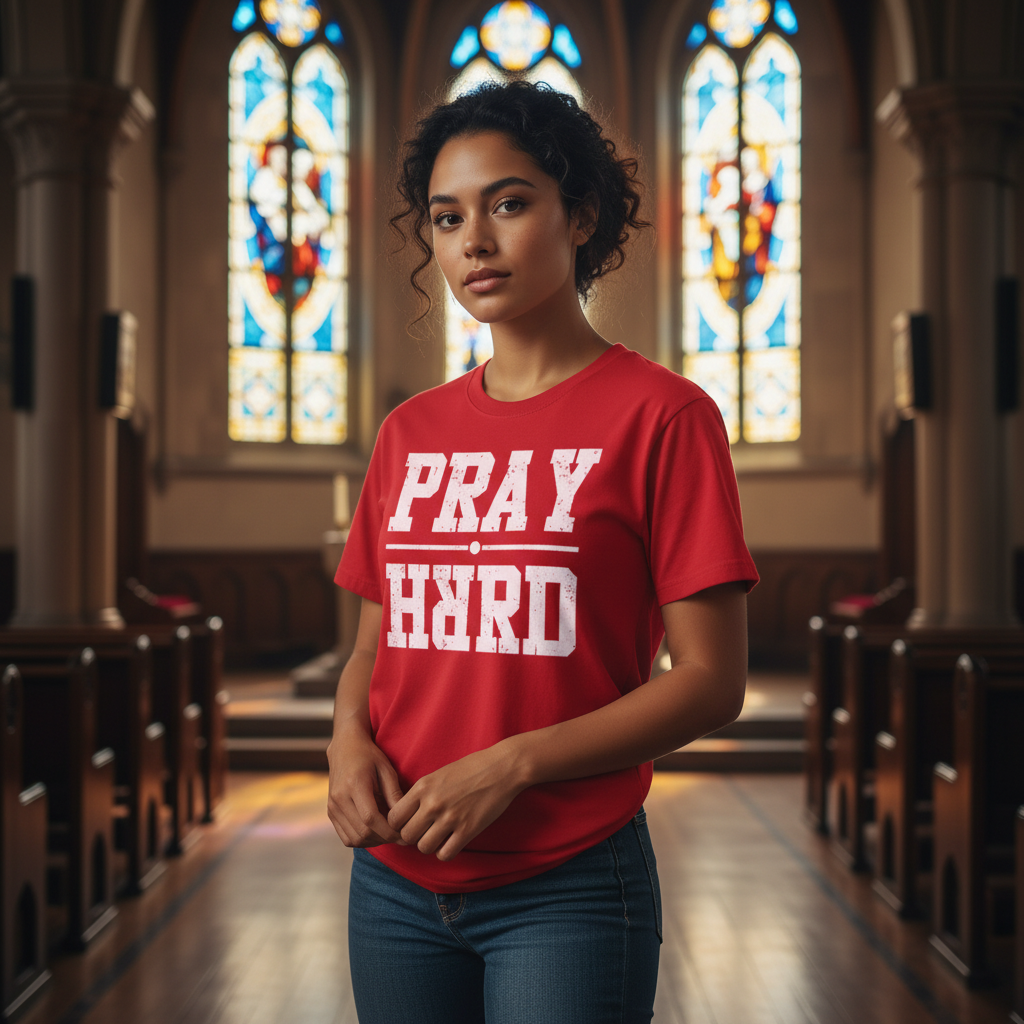 Christian Pray Graphic Tee For Men And Women Distressed Unisex Short Sleeve Shirt