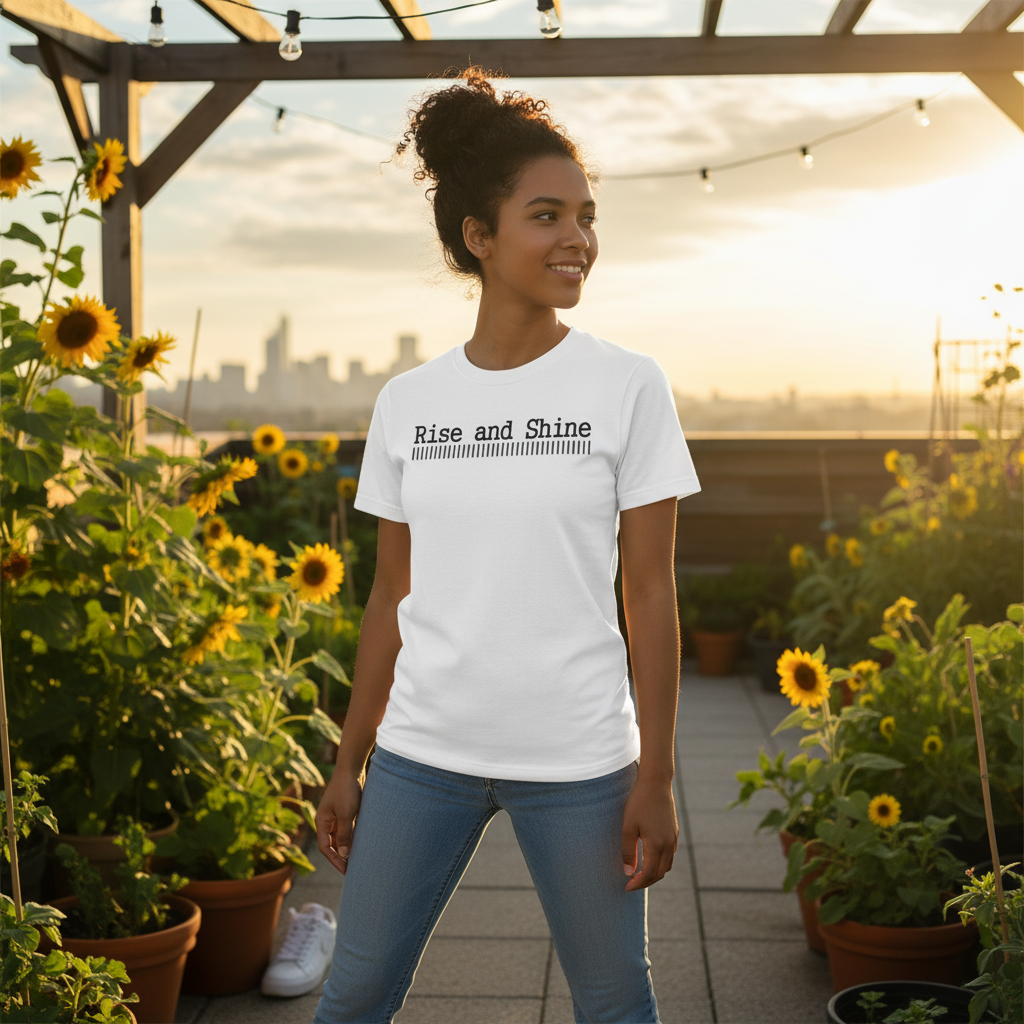 Rise and Shine Unisex Graphic T Shirt With Christian Message Design For Everyday Wear