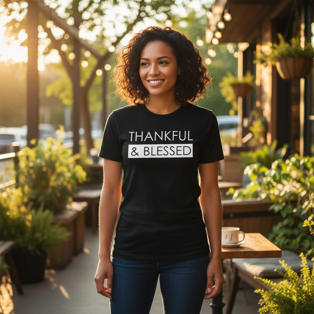 Thankful and Blessed Christian Unisex Graphic Tee With Inspirational Message For Everyday Wear