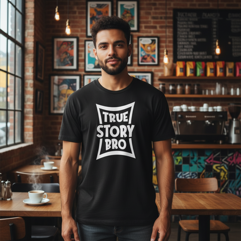 Unisex Graphic Tee With True Story Bro Shield Logo Print On Comfortable Everyday Wear