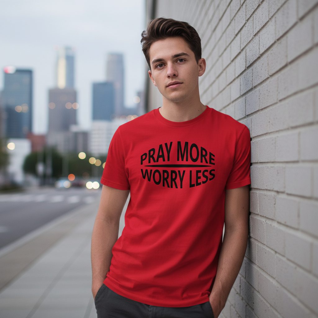 Pray More Worry Less Christian Unisex Graphic Tee With Inspirational Message For Everyday Wear