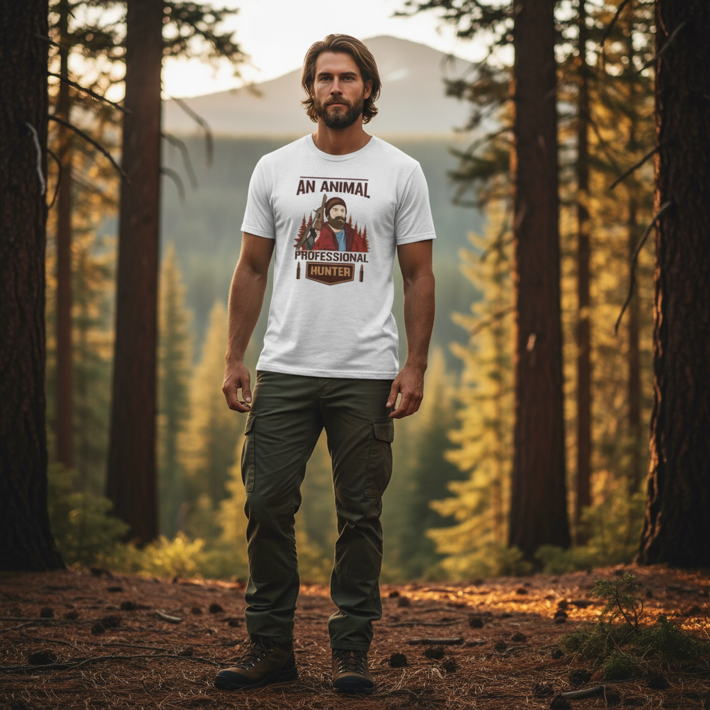An Animal Professional Hunter Graphic T Shirt For Outdoor Enthusiasts And Hunting Fans