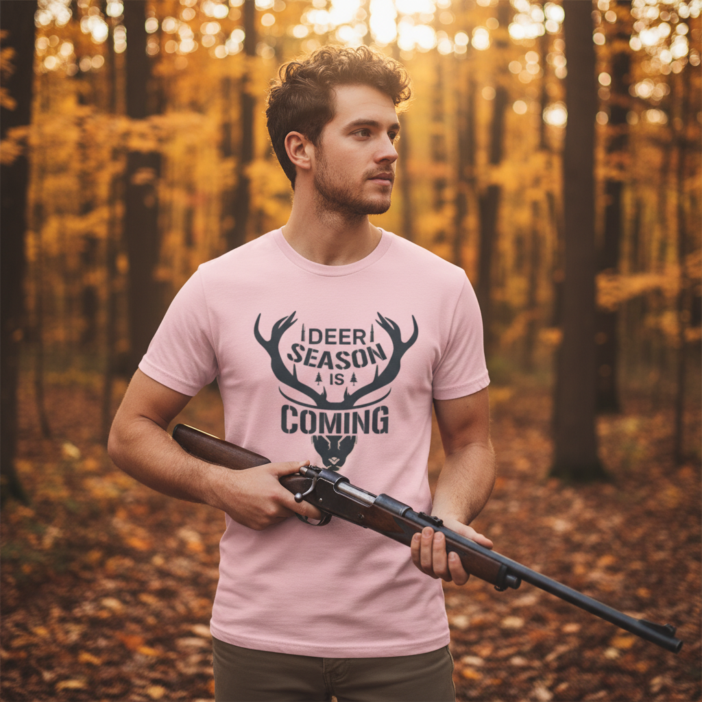 Deer Season Is Coming Graphic Deer Antler Head Unisex Hunting T Shirt For Outdoors Enthusiasts