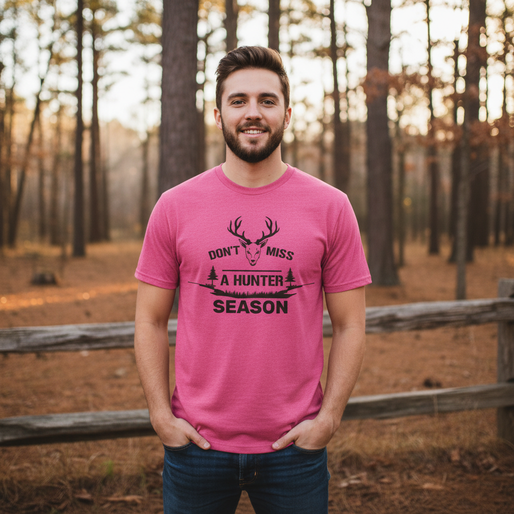 Don't Miss A Hunter Season Deer Head Graphic T Shirt With Rifle Silhouette For Outdoor Enthusiasts