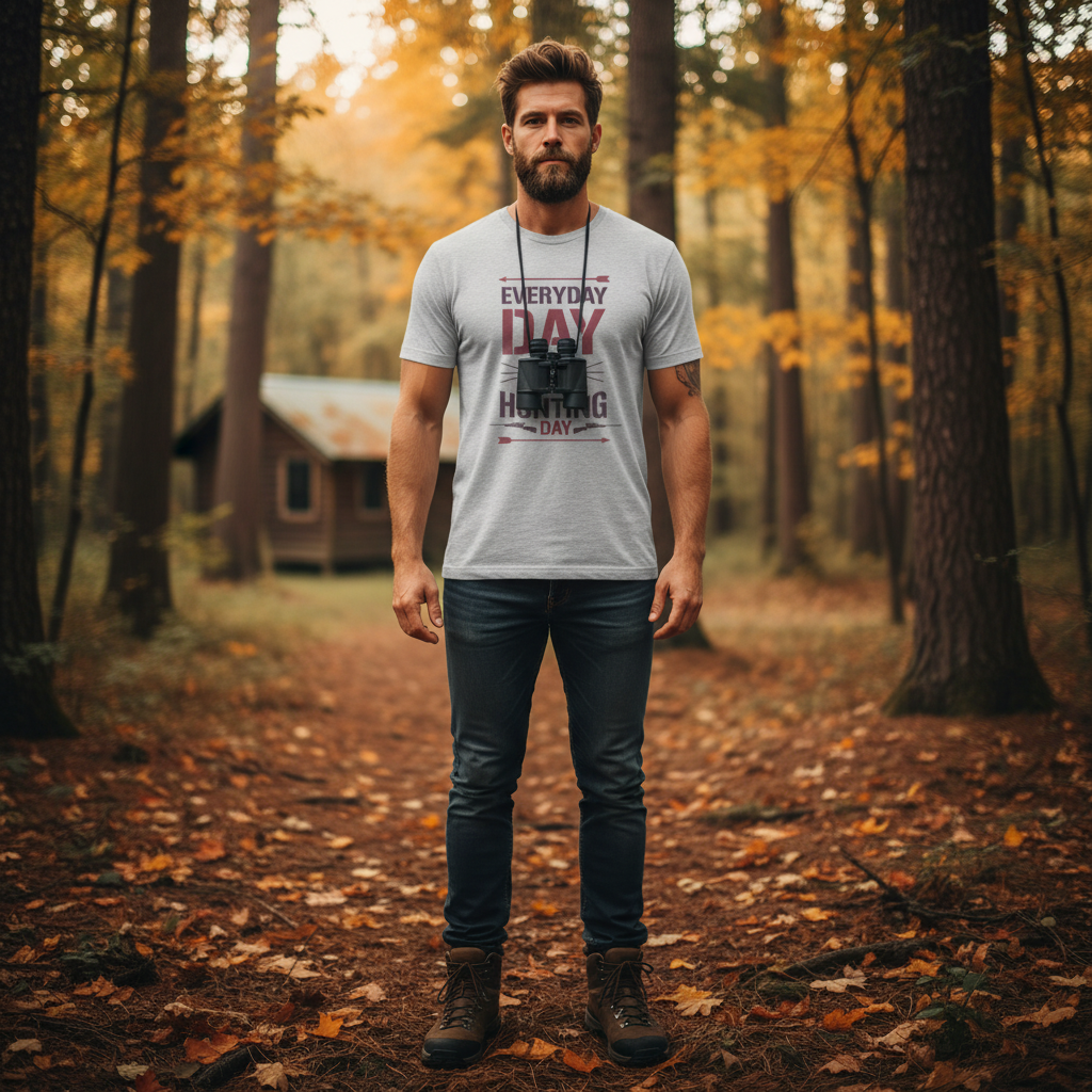 Everyday Day Is Hunting Day Bear Graphic Unisex Hunting T Shirt For Outdoors Enthusiasts