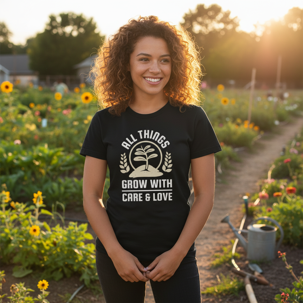 All Things Grow With Care And Love Garden Themed Unisex T Shirt For Plant Lovers And Nature Enthusiasts