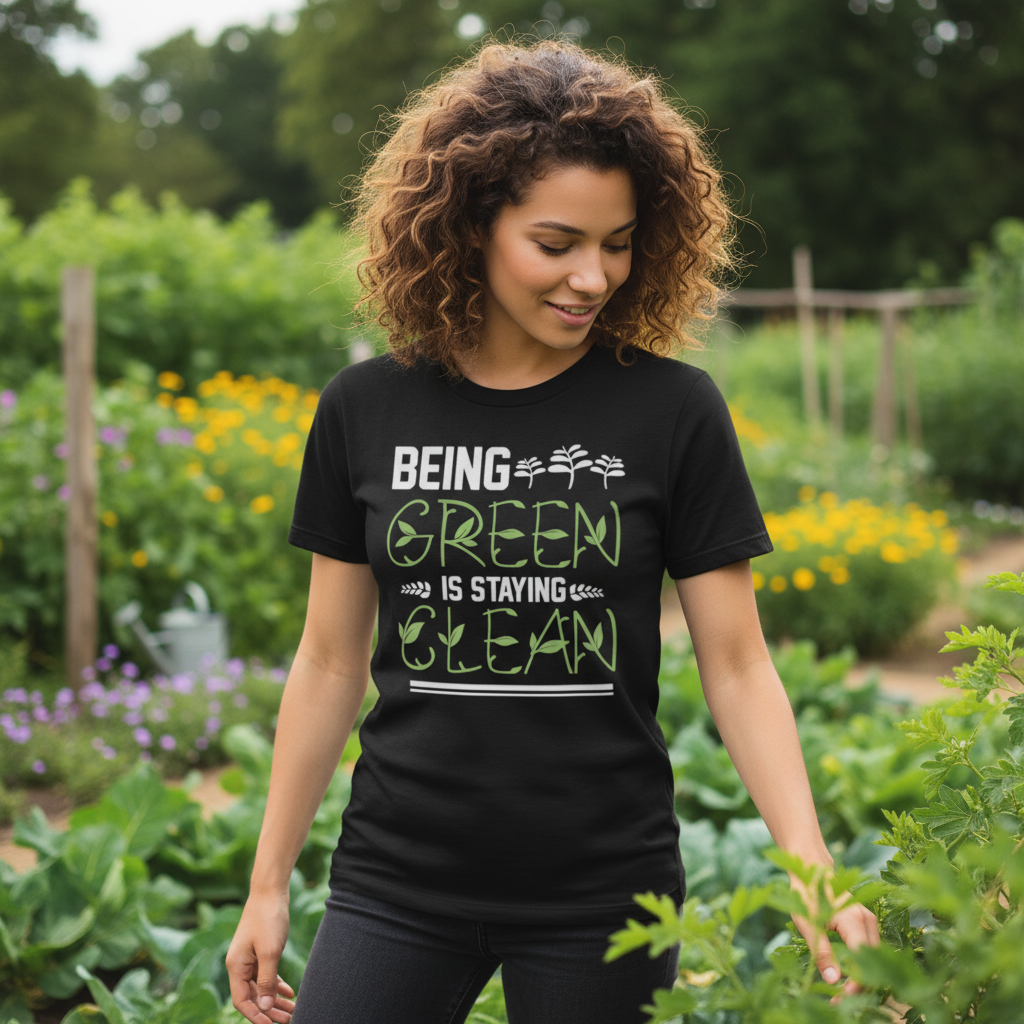 Being Green Is Staying Green Gardening Theme Unisex Graphic T Shirt For Adults Everyone