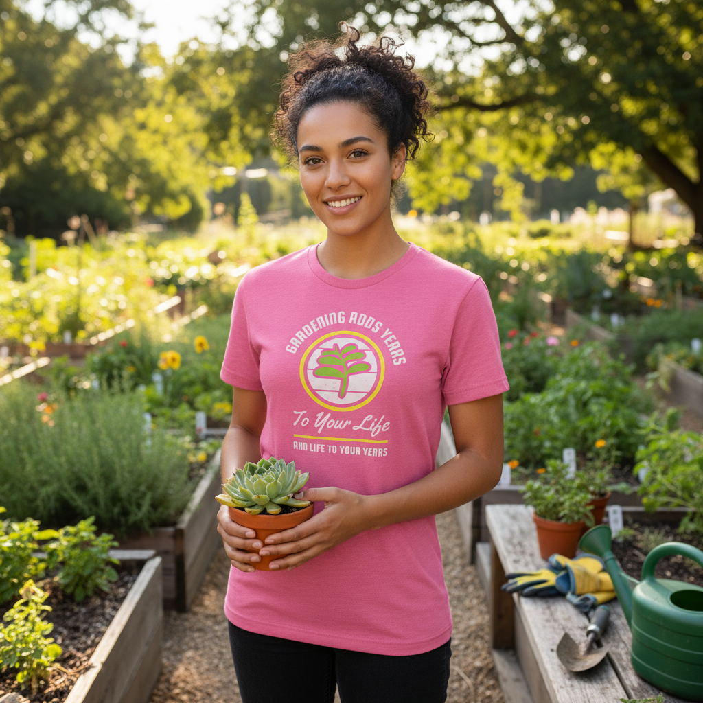 Gardening Enthusiast Unisex T Shirt With Circular Plant Logo Graphic For Garden Lovers Soft Knit Fabric For All Day Comfort