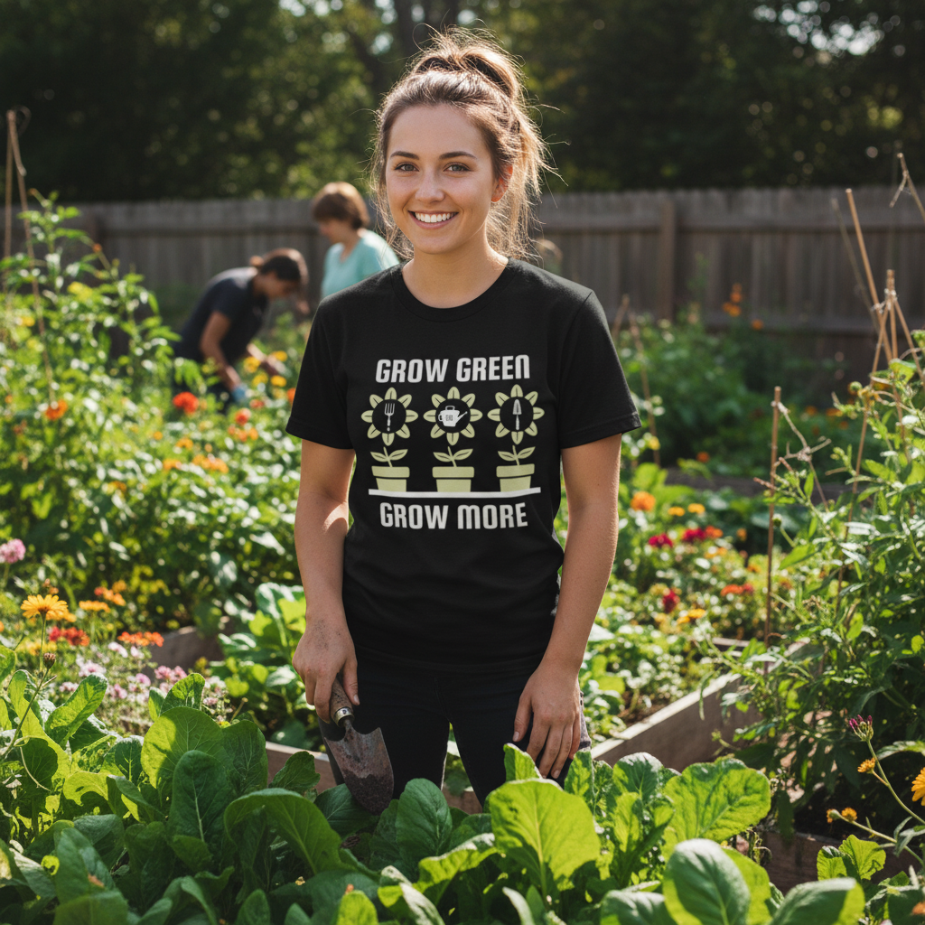 Grow Green Grow More Gardening Unisex Tee