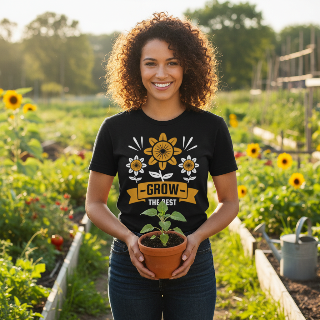 Sunflower Garden Graphic Tee With Grow The Best Banner For Garden Lovers Who Love Outdoor Work