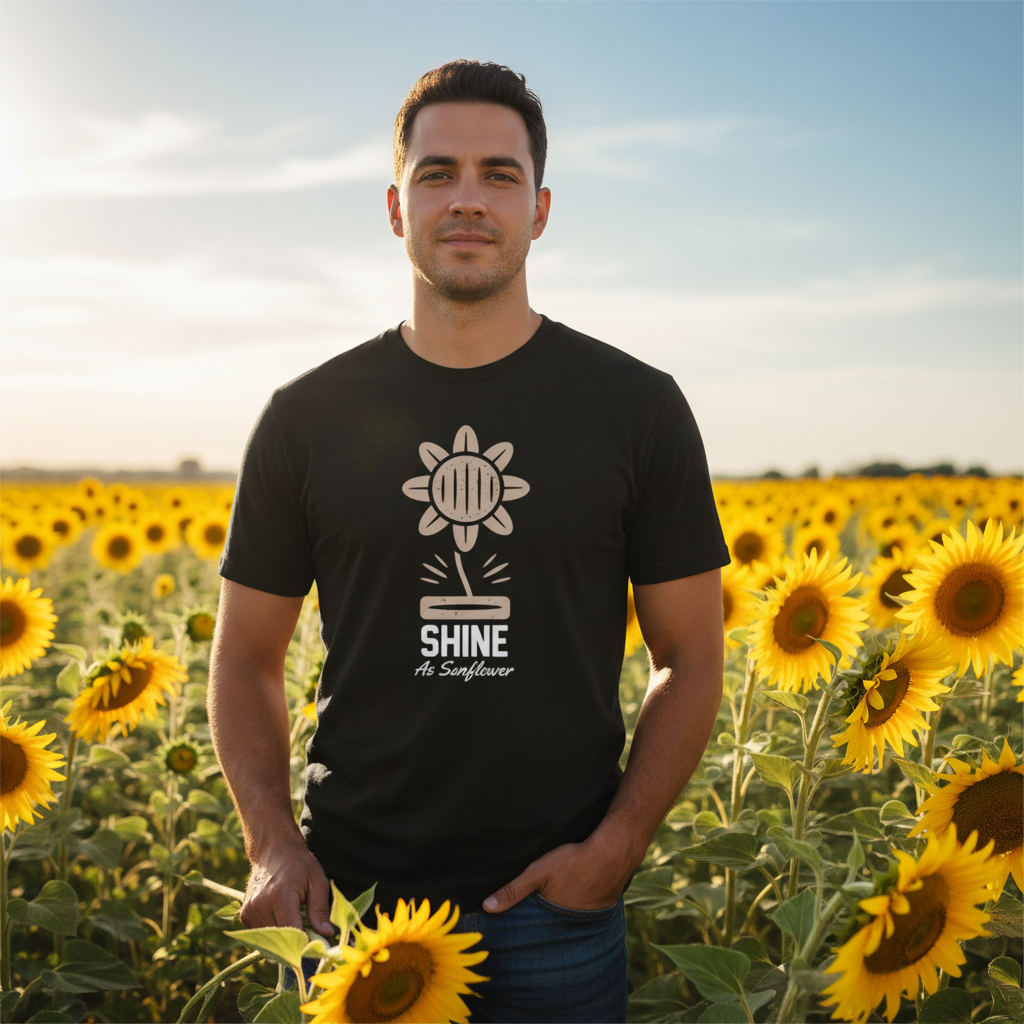 Sunflower Garden Graphic Unisex T Shirt With Shine As Sunflower Design For Casual Wear