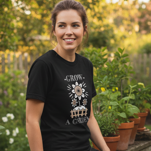 Grow A Garden Floral Sunflower Graphic T Shirt For Unisex Adults Garden Lovers Apparel