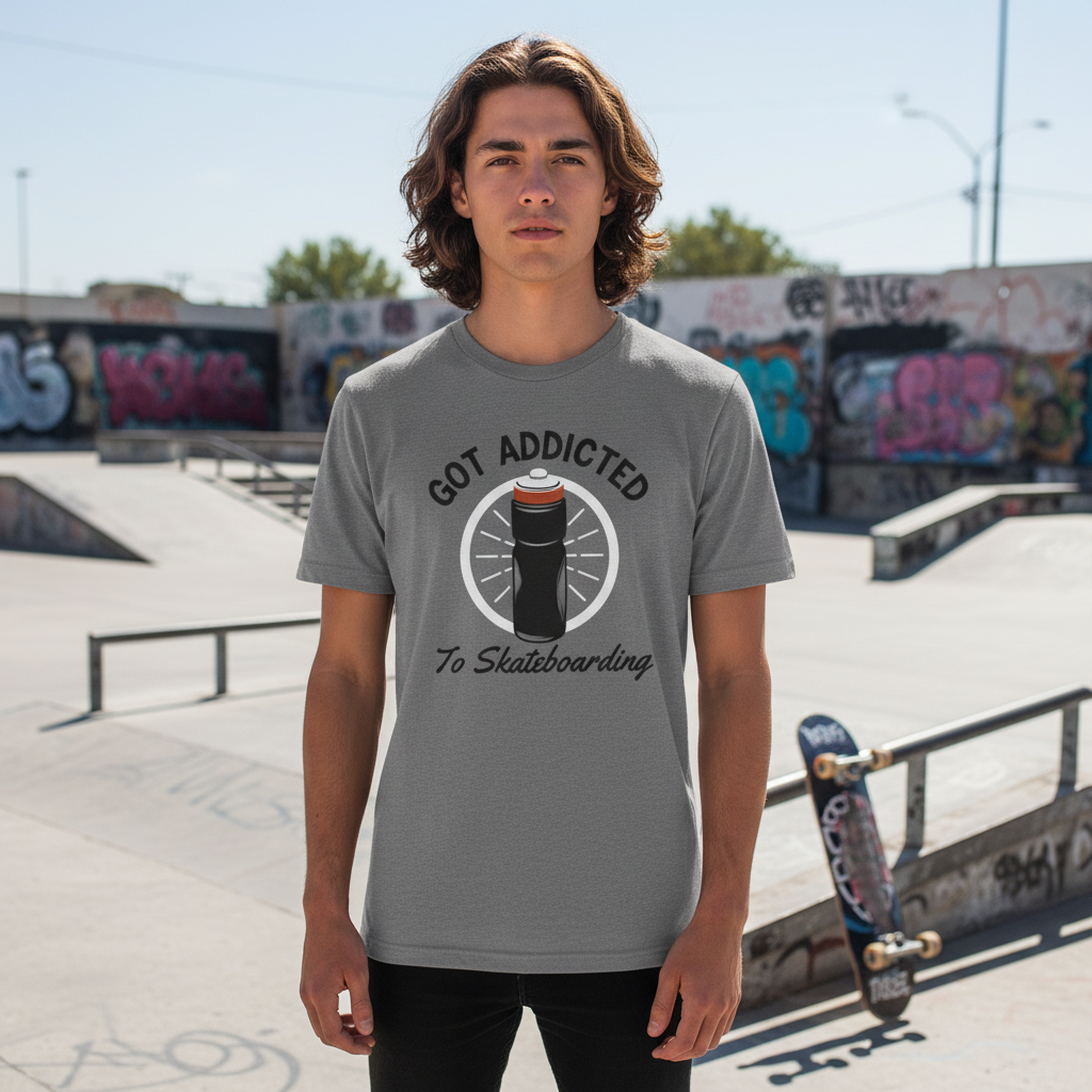 Unisex Skateboarding Graphic T Shirt With Got Addicted To Skateboarding Design For Fans