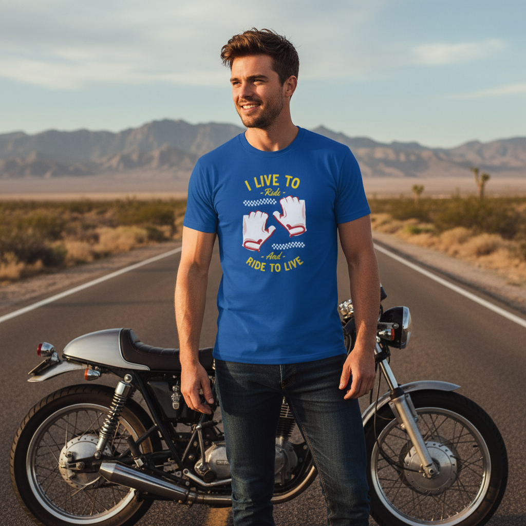 Unisex Skateboarding T Shirt With Ride To Live Graphic Gloves Design For Casual Wear
