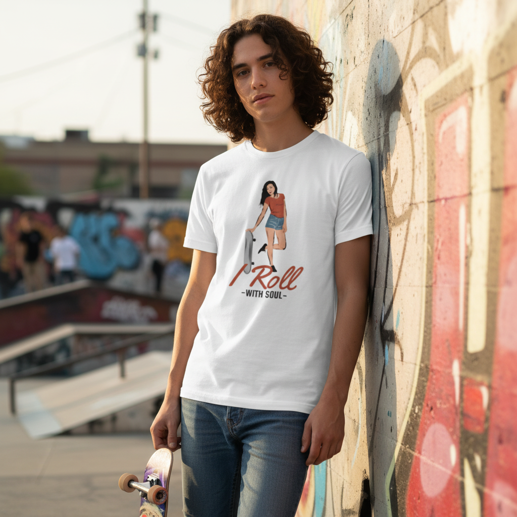Unisex Skateboarding Graphic T Shirt With Soul I Roll Design For Skate Culture Enthusiasts