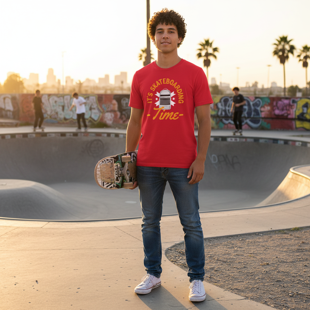 It's Skateboarding Time Graphic Tee For Unisex Adults Who Love Skateboard Culture