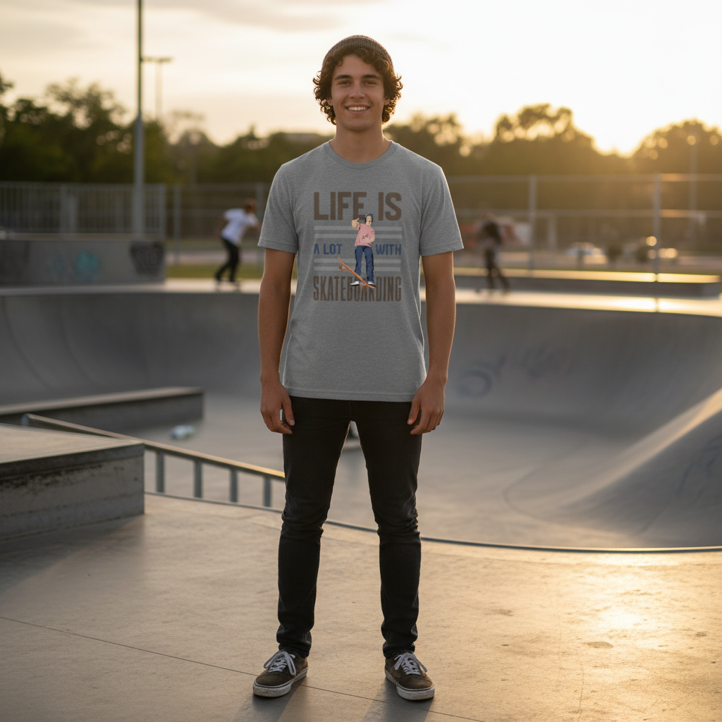 Life Is A Lot With Skateboarding Graphic Tee