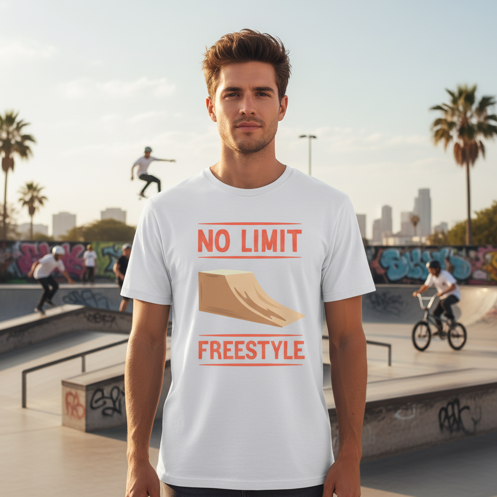 Skateboarding Unisex T Shirt With No Limit Freestyle Ramp Graphic Design Tee Casual