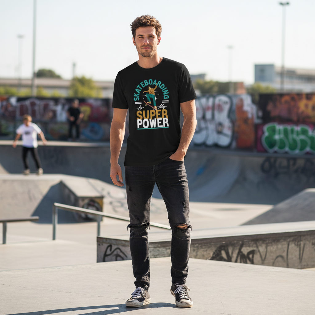 Unisex Skateboarding Graphic T Shirt With Is My Super Power Design For Daily Wear