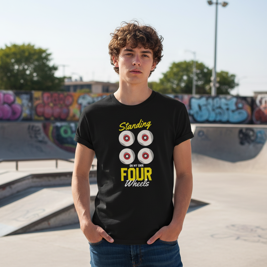 Skateboard Graphic T Shirt Standing On My Own Four Wheels