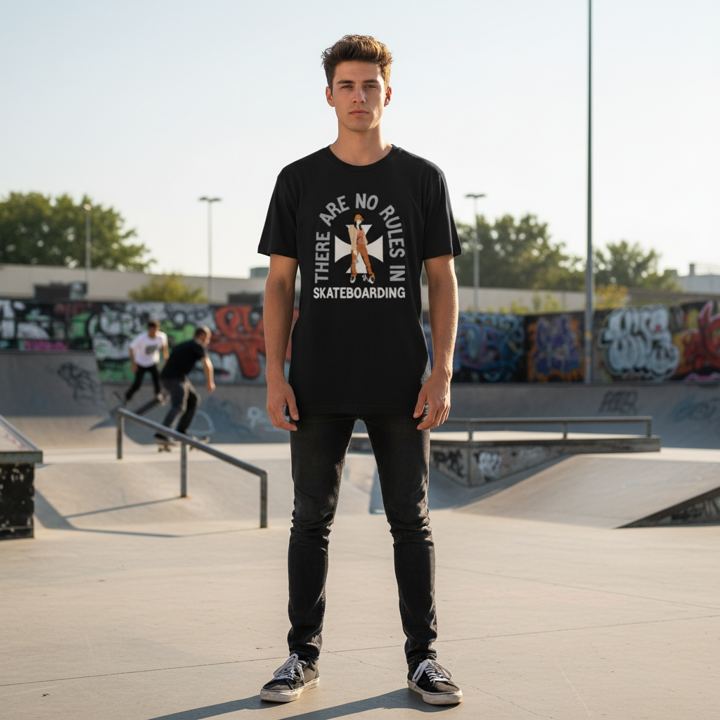 Skateboarding Graphic T Shirt Unisex Featuring There Are No Rules In Skateboarding