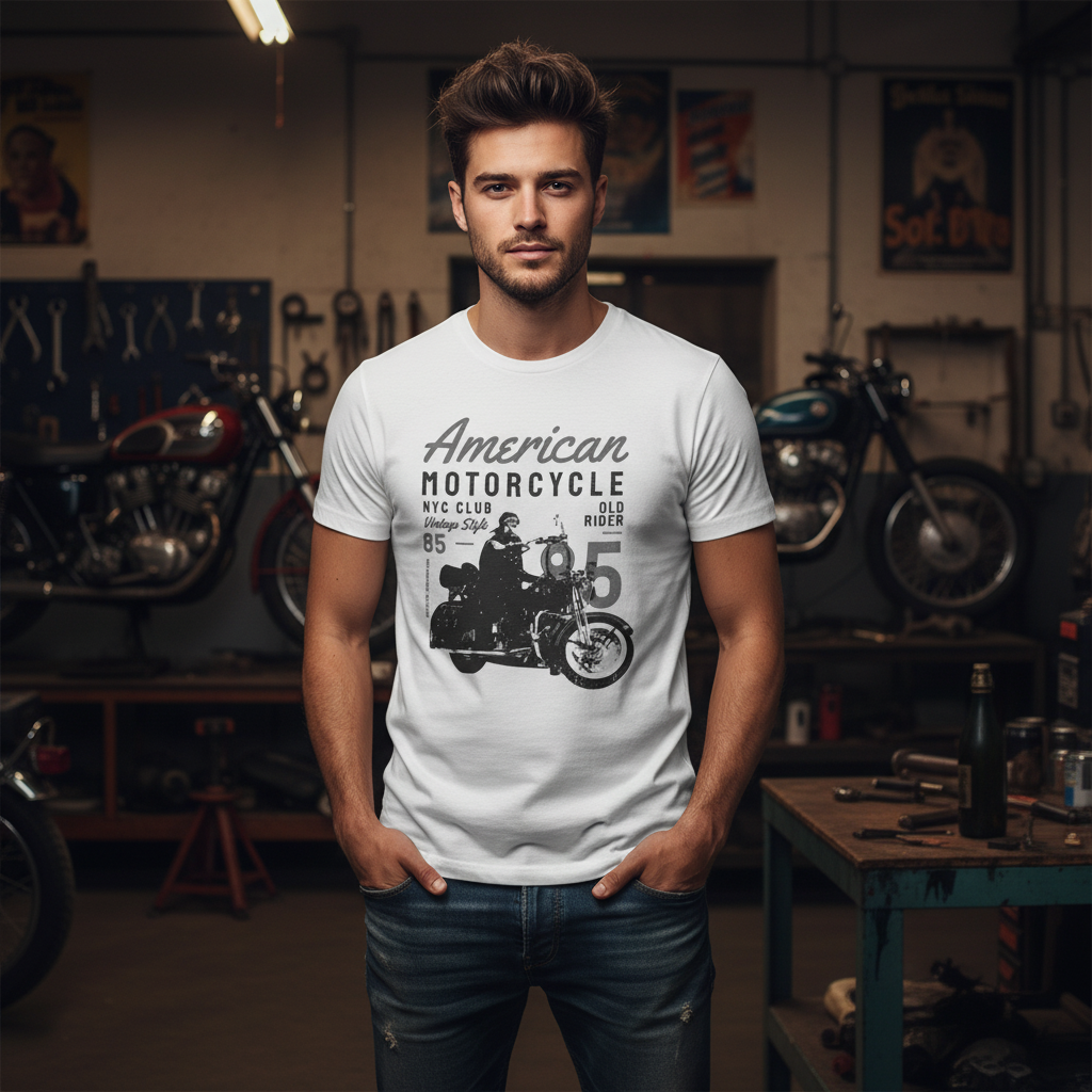 Unisex Motorcycle Graphic Tee With Vintage Rider Illustration And Retro Typography