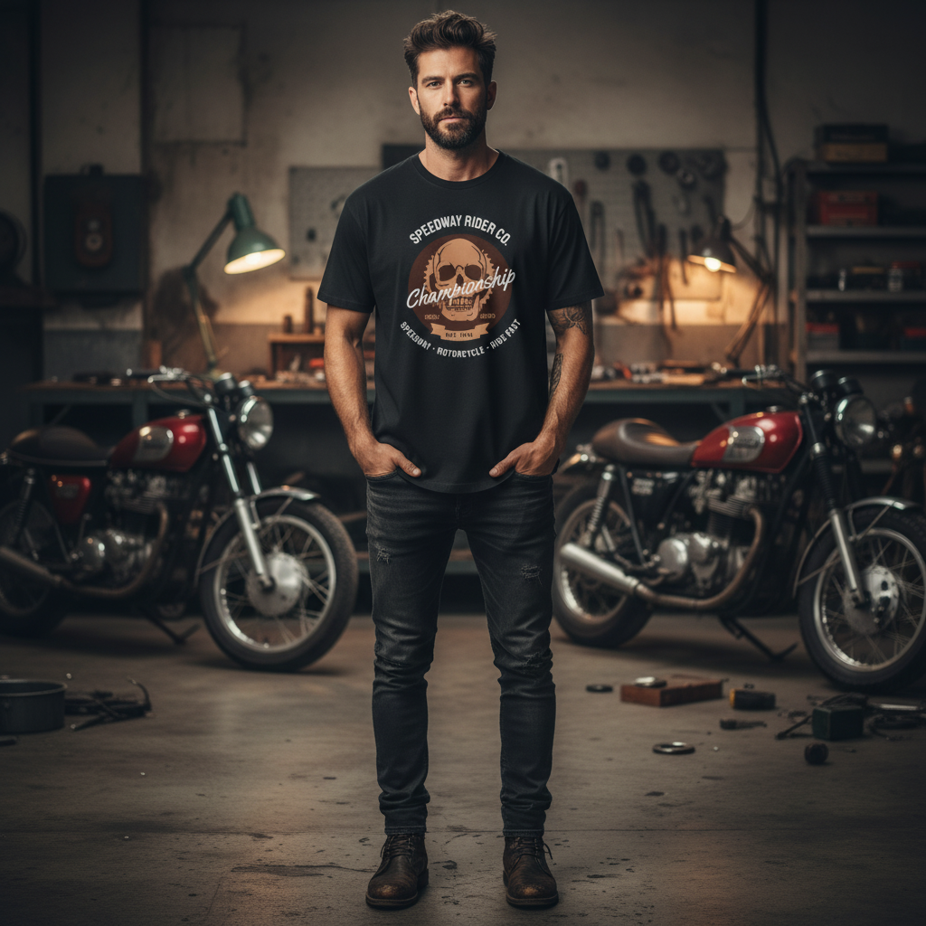 Championship Skull Graphic Tee With Motorcycle Emblem Est 1985 For Unisex Adults Short Sleeve