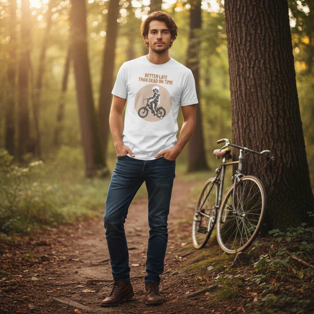 Better Late Than Dead On Time Cycling Graphic Tee For Unisex Biking Enthusiasts Everywhere